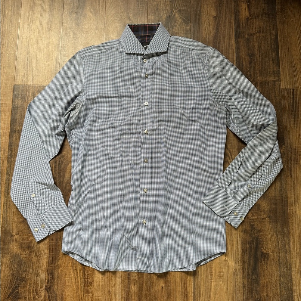 Hugo Boss Men's Blue Checkered Dress Shirt
